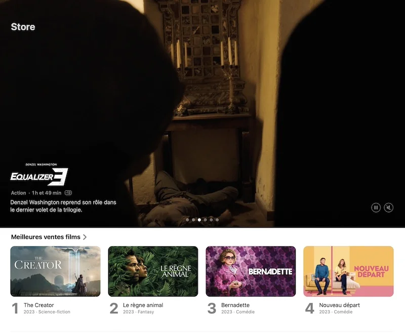 le store Apple TV sur l'application de macOS