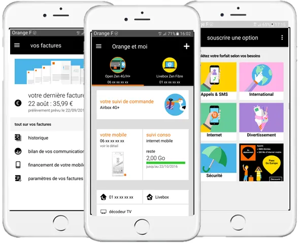 Capture d'écran de l'application Orange et moi