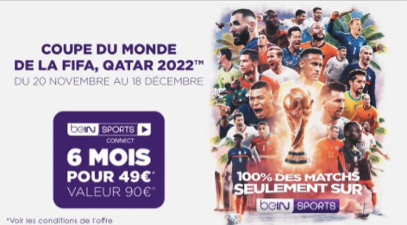 BeIN Sports Connect 6 mois à 49€ sur VeePee (au lieu de 90€)