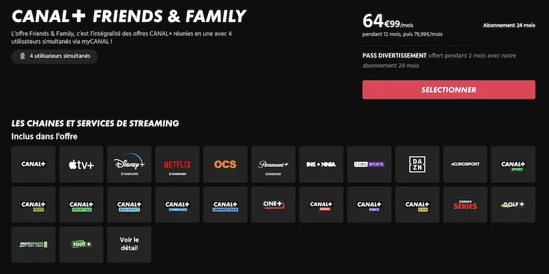Bouquet Canal Family & Friends à partir de 64,99€/mois