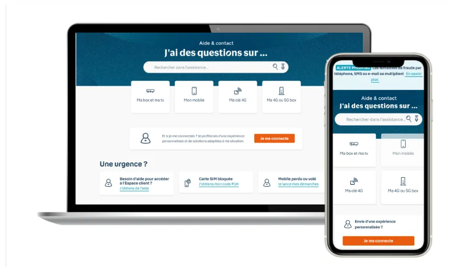 Interface de l'espace client en ligne Bouygues Telecom