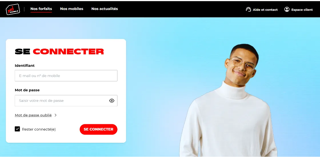 Première connexion espace client NRJ Mobile - écran de création d'accès