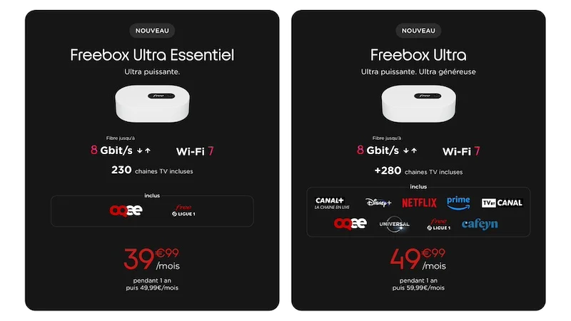 Les offres Freebox Ultra et Ultra Essentiel
