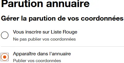 paramètres annuaire ligne fixe