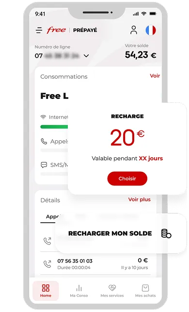 recharge carte sim prépayée free