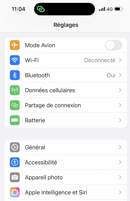 réglages iPhone