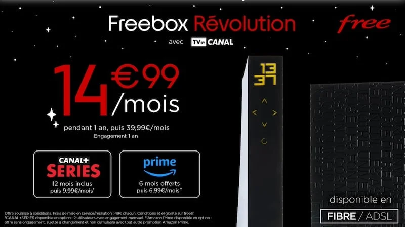Offre Freebox Révolution à 14,99€/mois pendant 1 an sur le vente privée VeePee